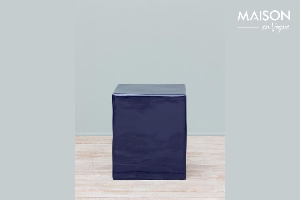 Postmodern blue stool, combining form and function.