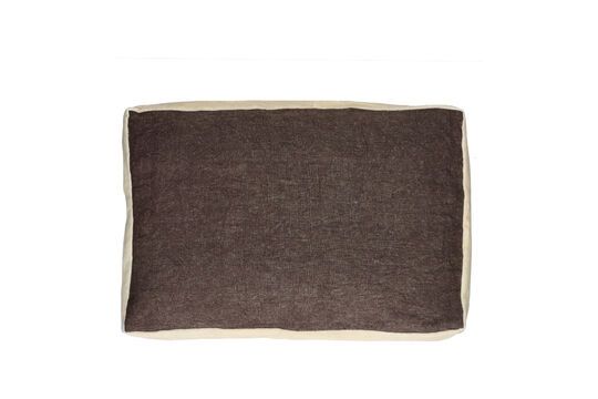 Borders brown linen cushion Clipped