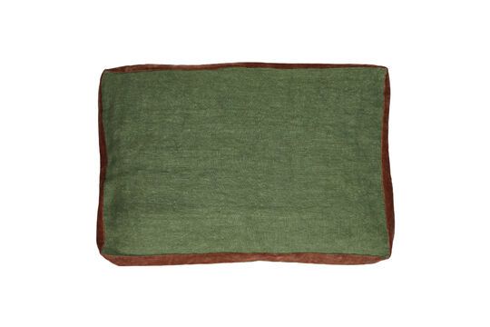 Borders green linen cushion Clipped