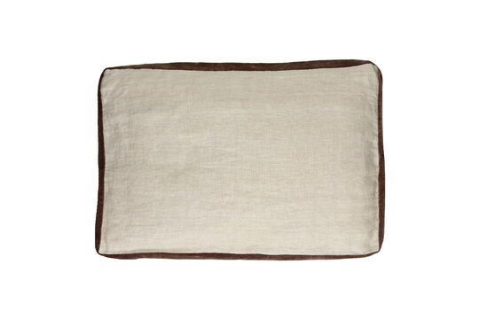 Borders ivory linen cushion Clipped