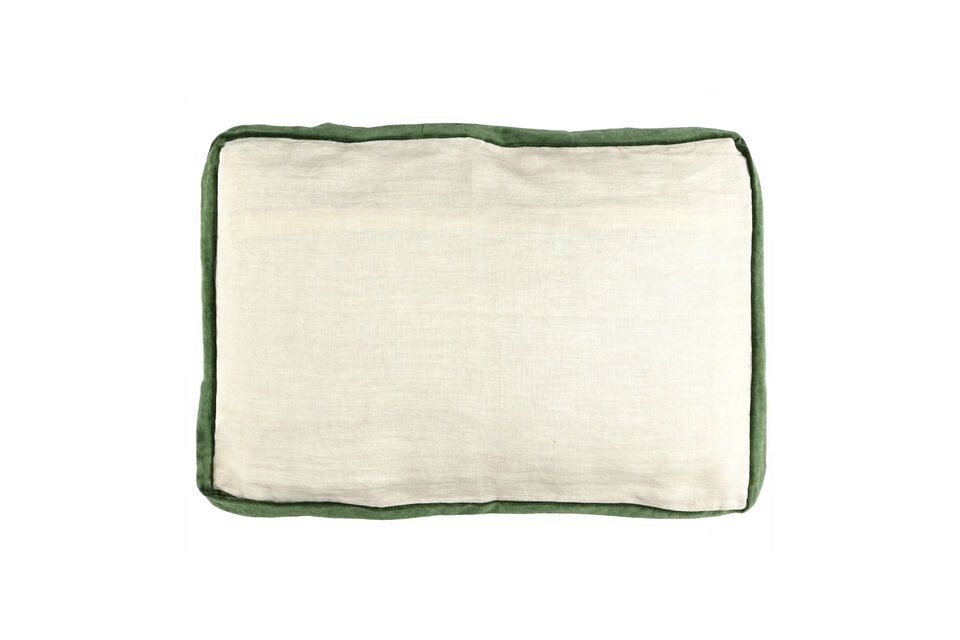 Borders white and green linen cushion Pomax