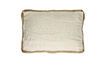 Miniature Borders white linen and camel cushion 1