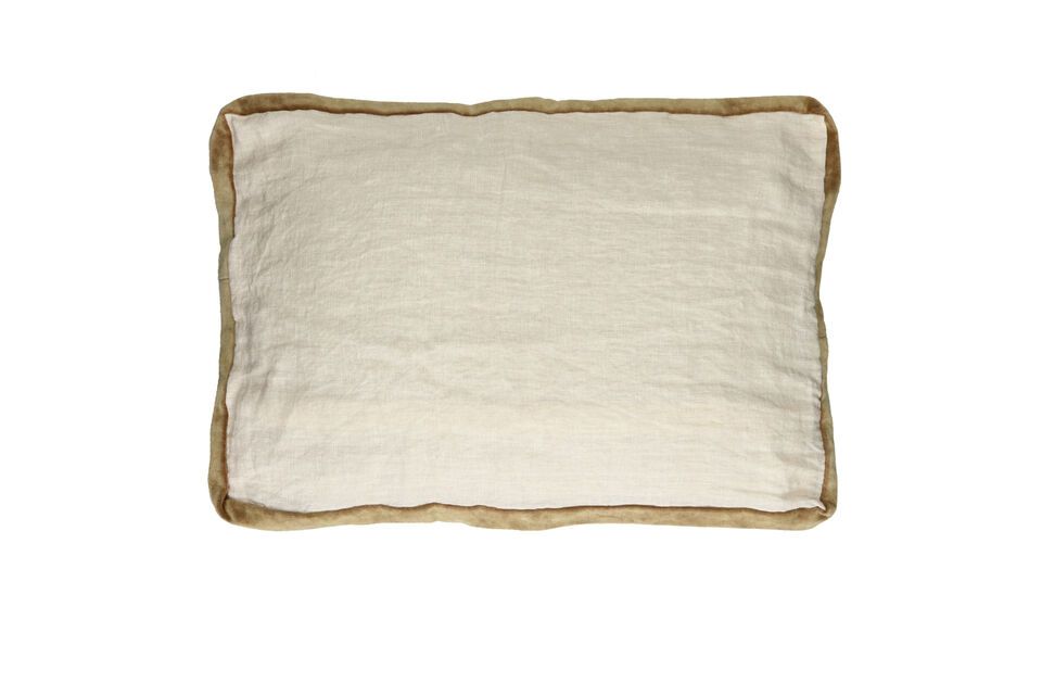 Borders white linen and camel cushion Pomax