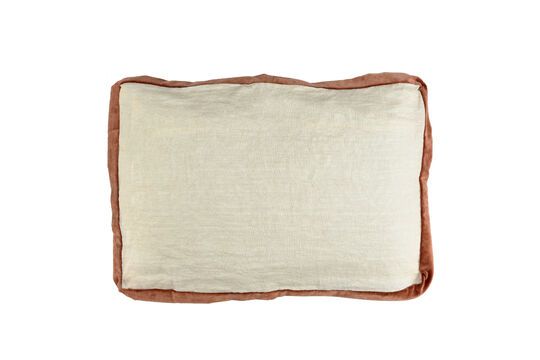 Borders white linen and cinnamon cushion Clipped