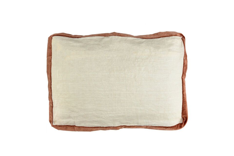 Borders white linen and cinnamon cushion Pomax