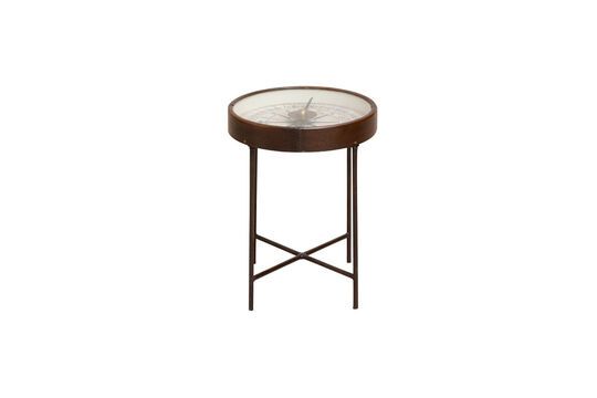 Boussole brown leather side table Clipped