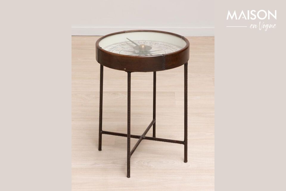 Boussole brown leather side table Chehoma