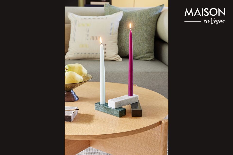 Explore sophisticated elegance with the Brick candleholder in black marble