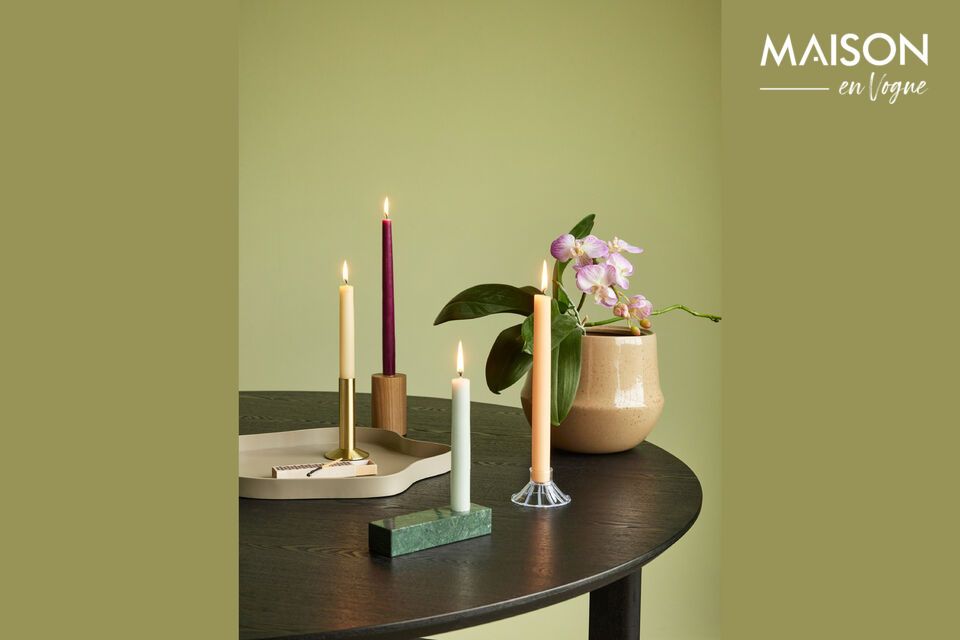 Infuse your space with the calm of the Brick candleholder in green marble