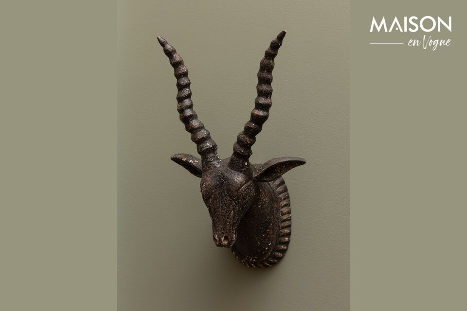 Brown metal antelope figurine Black Chehoma