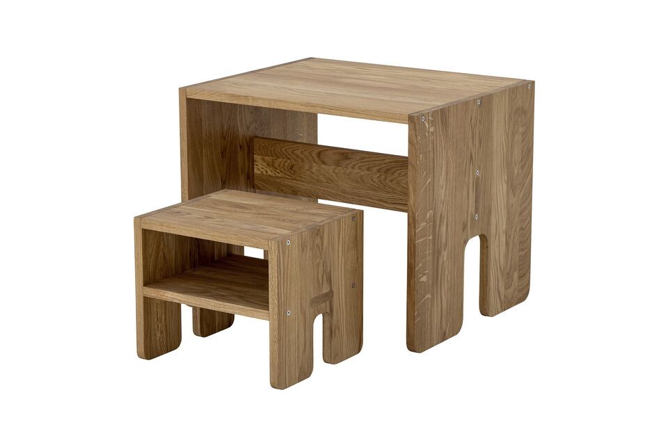 An elegant oak stool, functional and decorative.