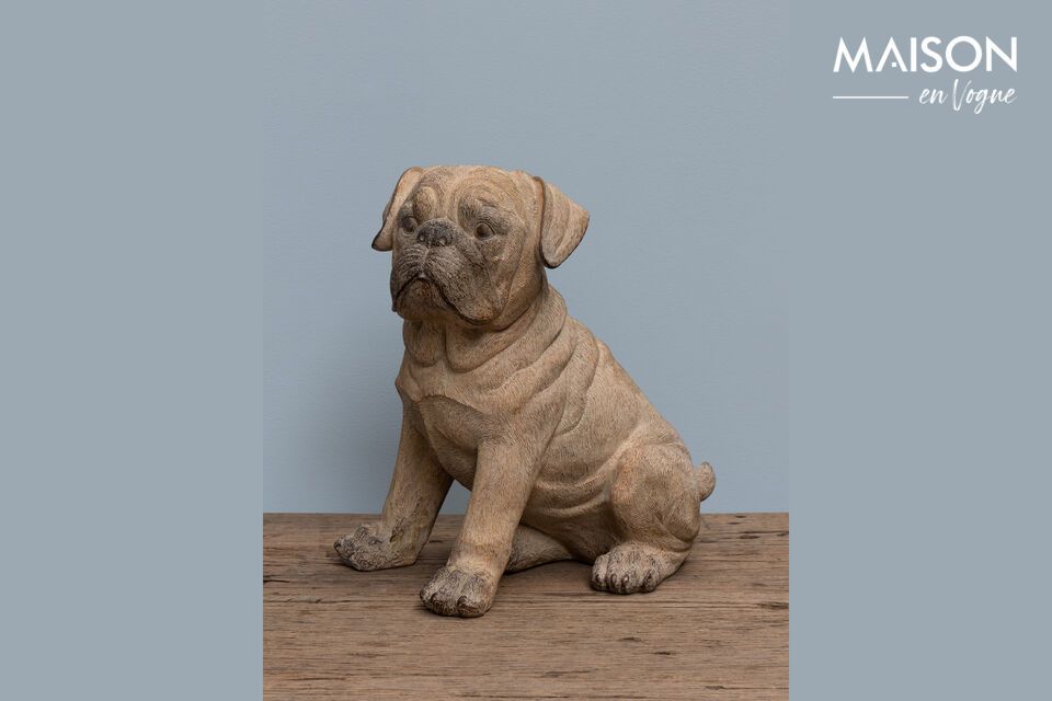 Brown resin dog figurine Pug Chehoma