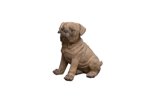 Brown resin dog figurine Pug Clipped