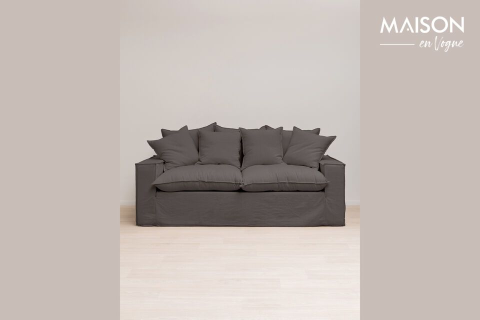 Candela 3-seater sofa in grey cotton Chehoma