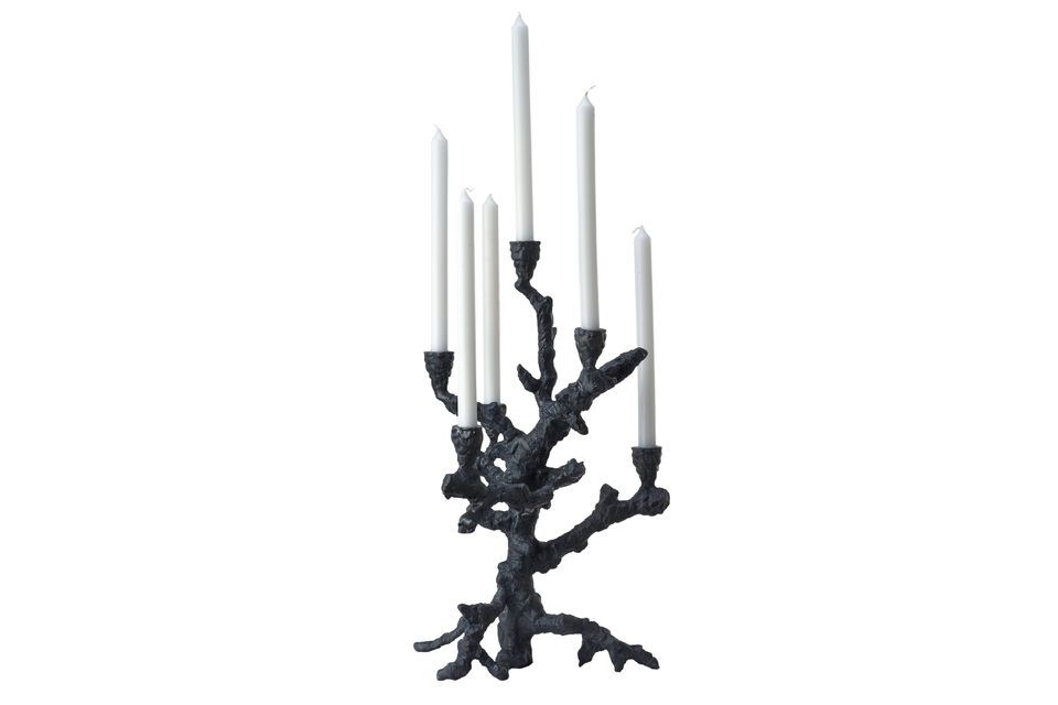 Candleholder in dark grey recycled aluminum Apple tree Pols Potten