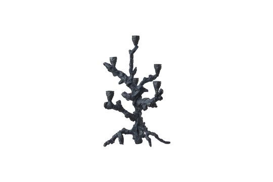 Candleholder in dark grey recycled aluminum Apple tree Clipped