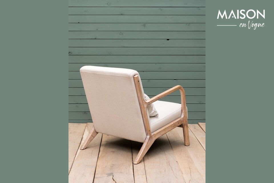 Discover the timeless charm and lasting comfort of our new beige-finish Hevea wood armchair