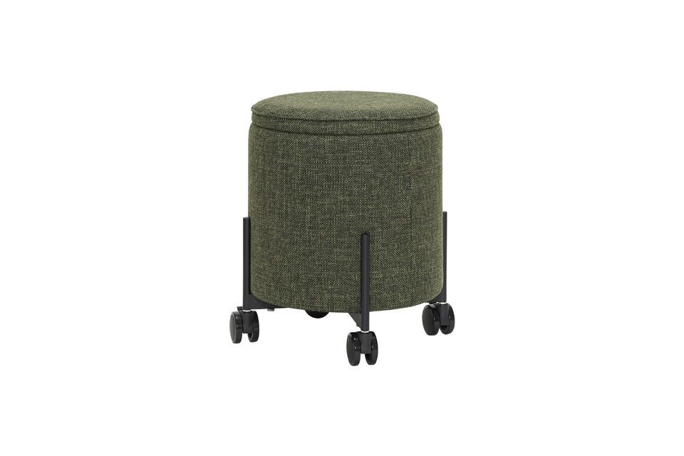 Contain small green fabric pouffe Hübsch