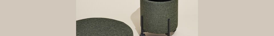 Material Details Contain small green fabric pouffe