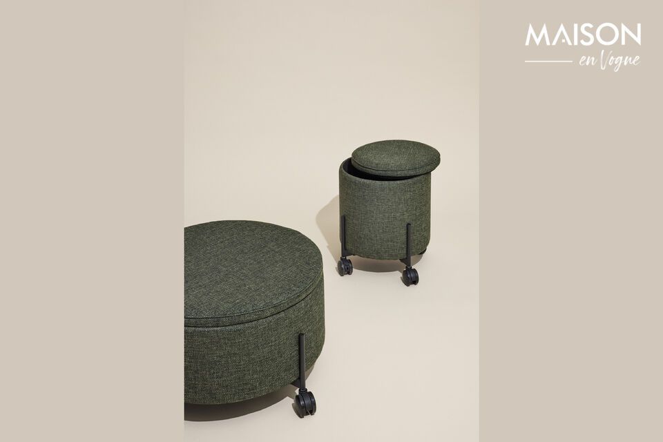 Discover the small green Contain fabric pouf