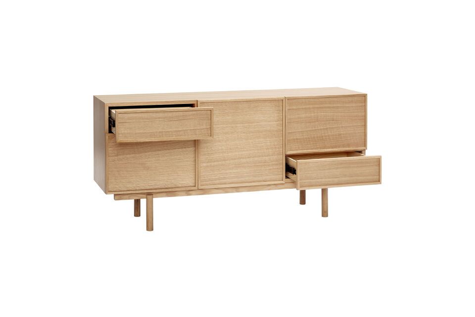 Add a contemporary touch to your dining room with the Cube sideboard in light oak veneer