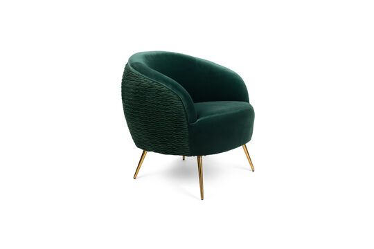 Curvy dark green velvet armchair Clipped