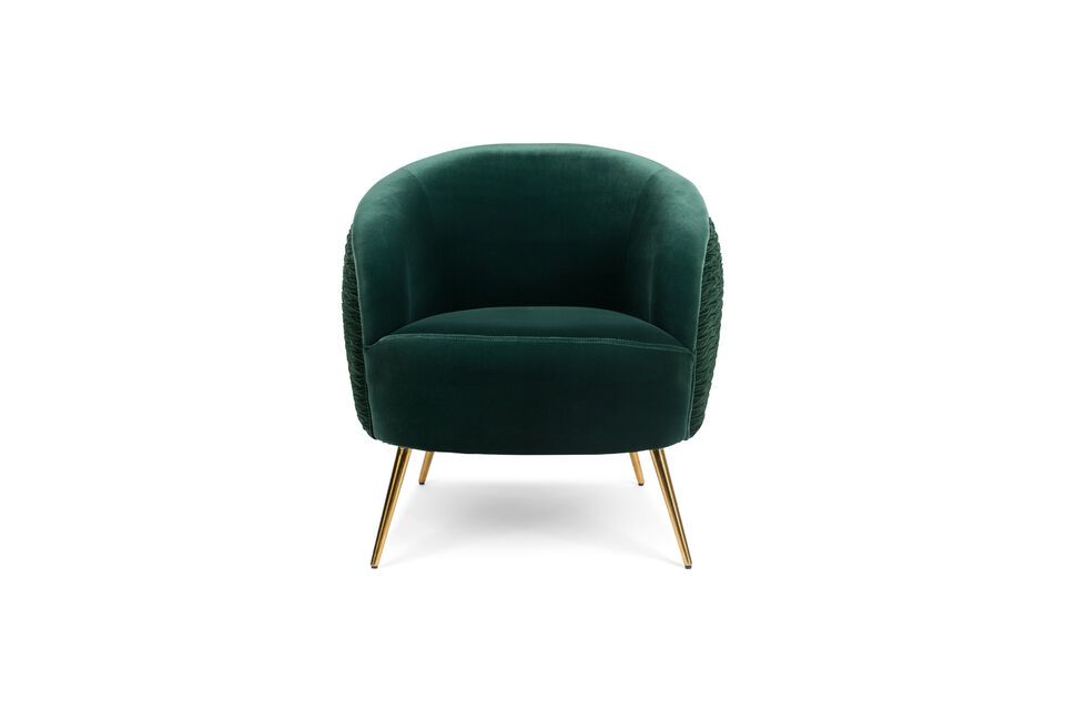 Curvy dark green velvet armchair - 4