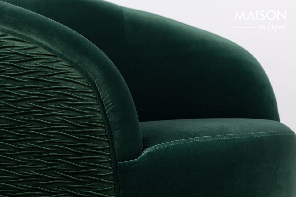 Curvy dark green velvet armchair - 7