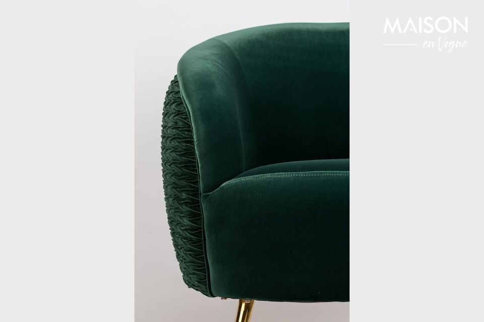 Curvy dark green velvet armchair - 8