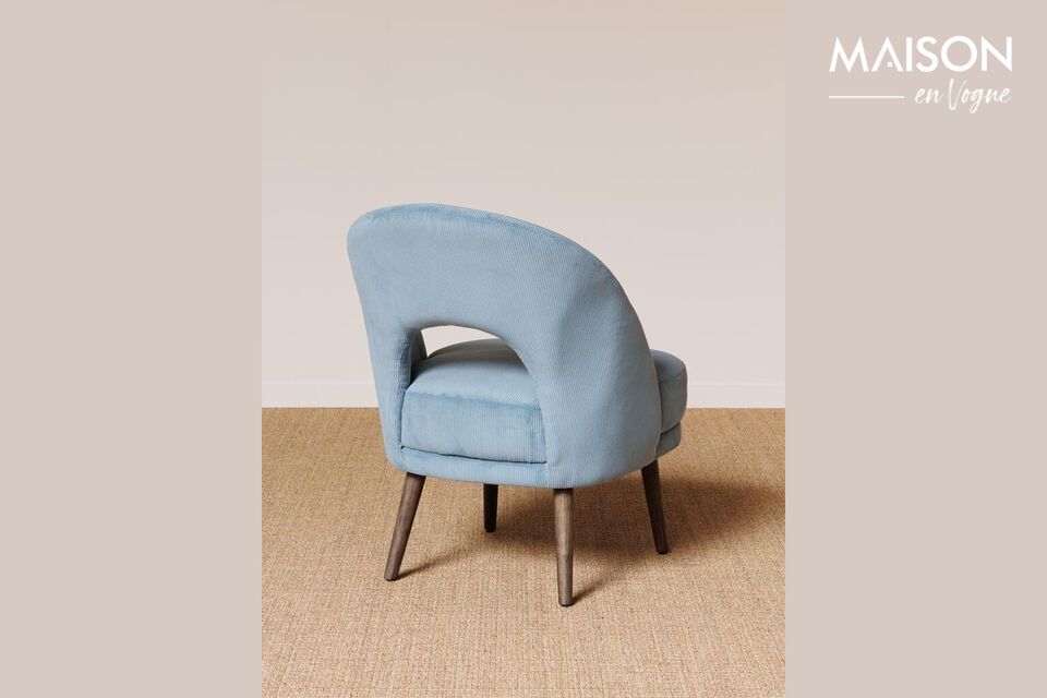 Discover elegant comfort with our Cyrus blue polyester armchair