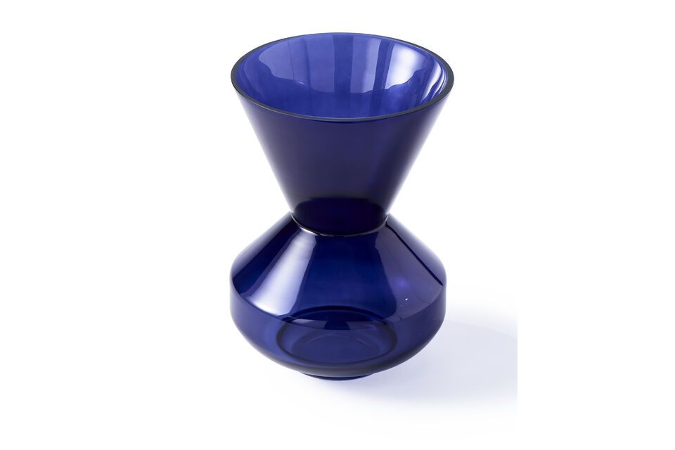 Modernity and elegance with our blue glass vase.