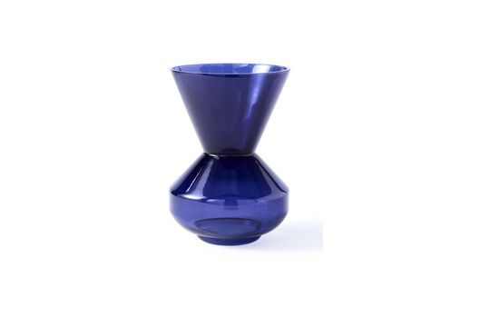 Dark blue glass vase h40cm Thick neck Clipped