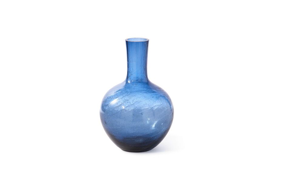 Dark blue glass vase h50cm Cracked Pols Potten