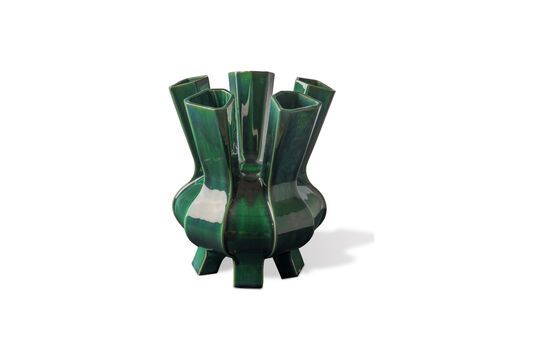 Dark green ceramic vase h34cm Puyi Clipped