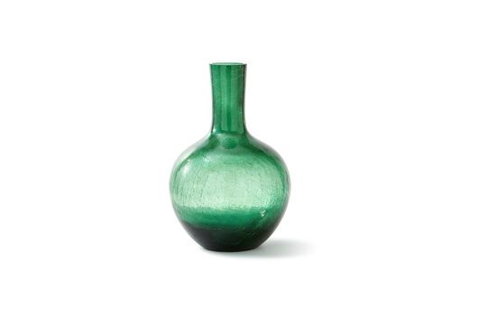 Dark green glass vase h50cm Cracked Clipped