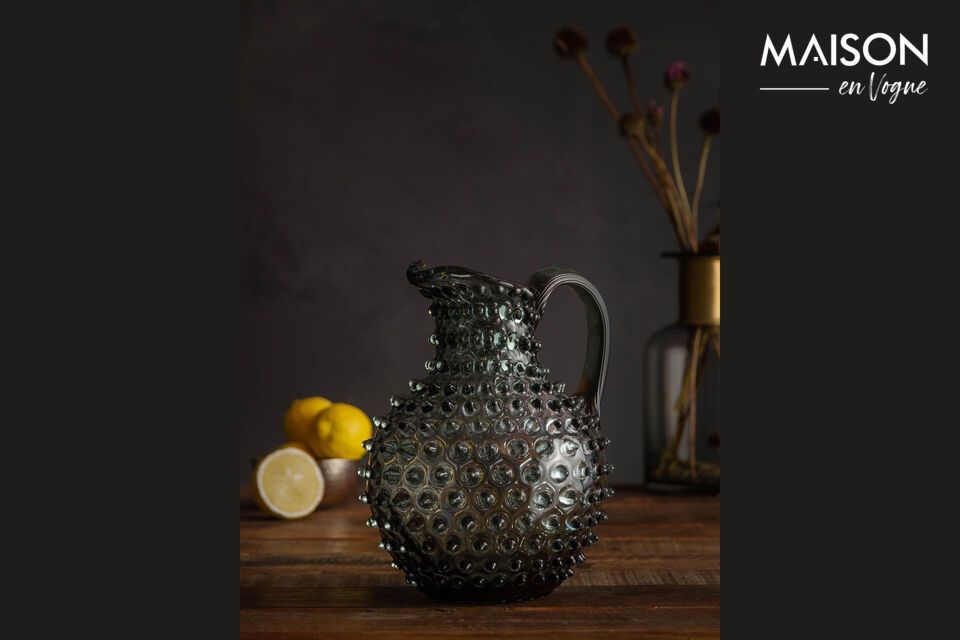 Dark grey glass carafe Diamant Chehoma