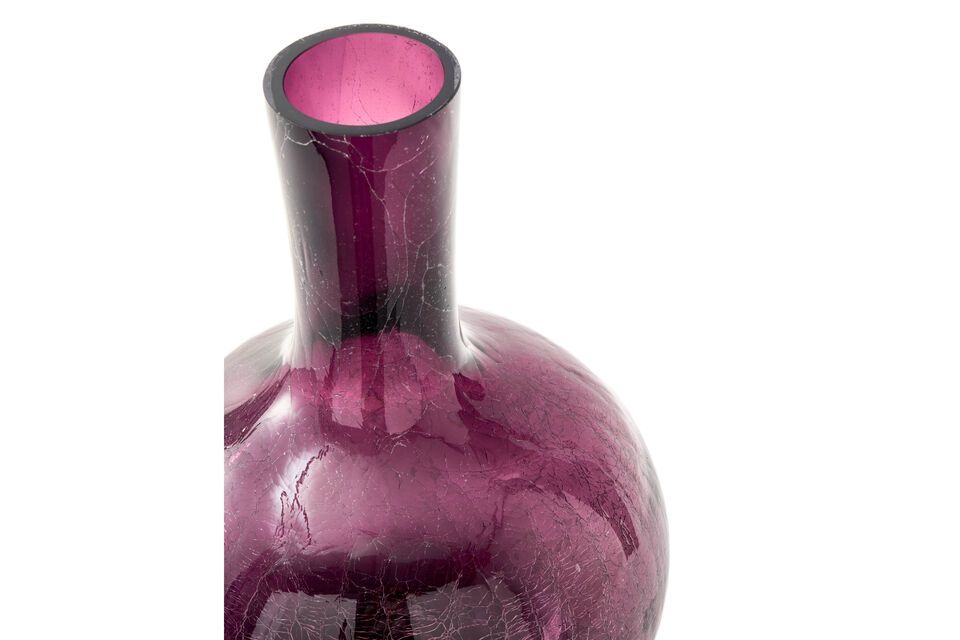 Dark purple glass vase h50cm Cracked - 8