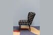 Miniature Dark wood and fabric armchair Waka 6