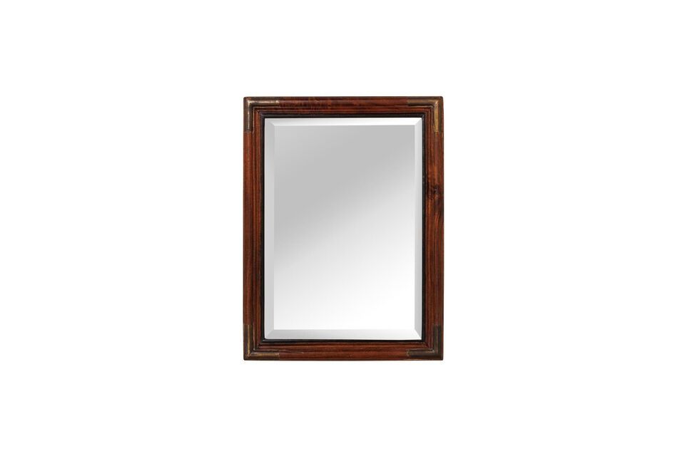 This richly colored brown mirror brings a touch of natural warmth and style to any space