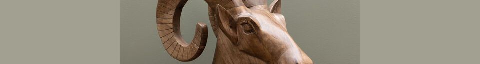 Material Details Dark wood ram figurine Natural