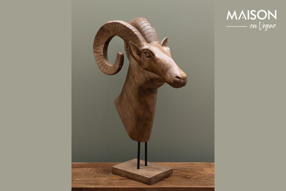 Dark wood ram figurine Natural Chehoma