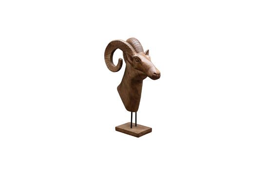 Dark wood ram figurine Natural Clipped