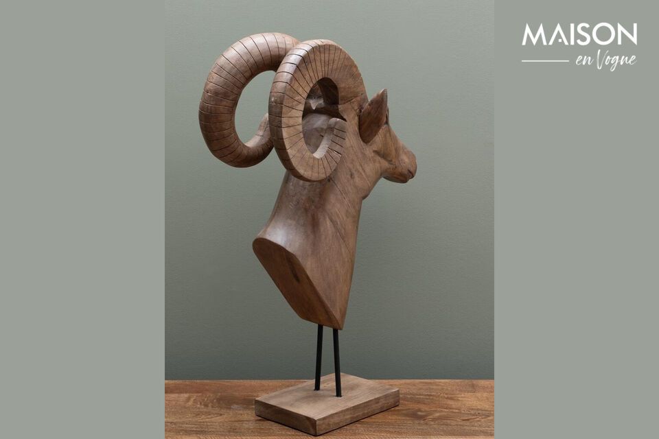 Discover the timeless elegance and natural sturdiness of mango wood with our dark wood ram figurine