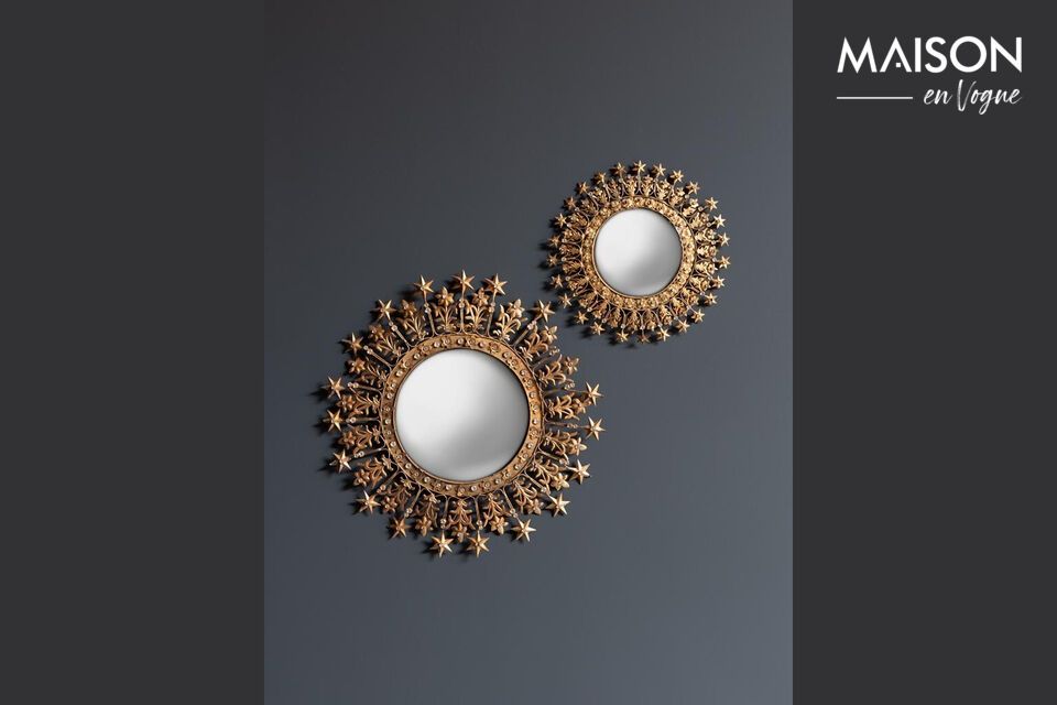 Elegant star-shaped gold mirror, a subtle luxurious touch.