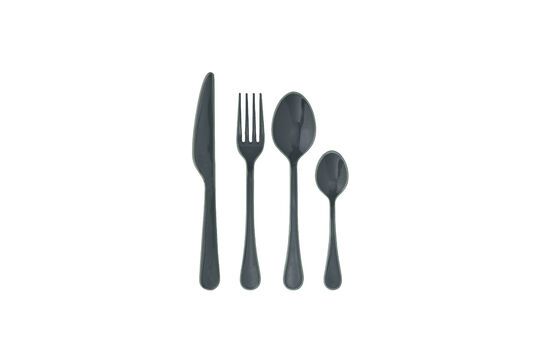 Enamel stainless steel and anthracite enamel flatware Clipped