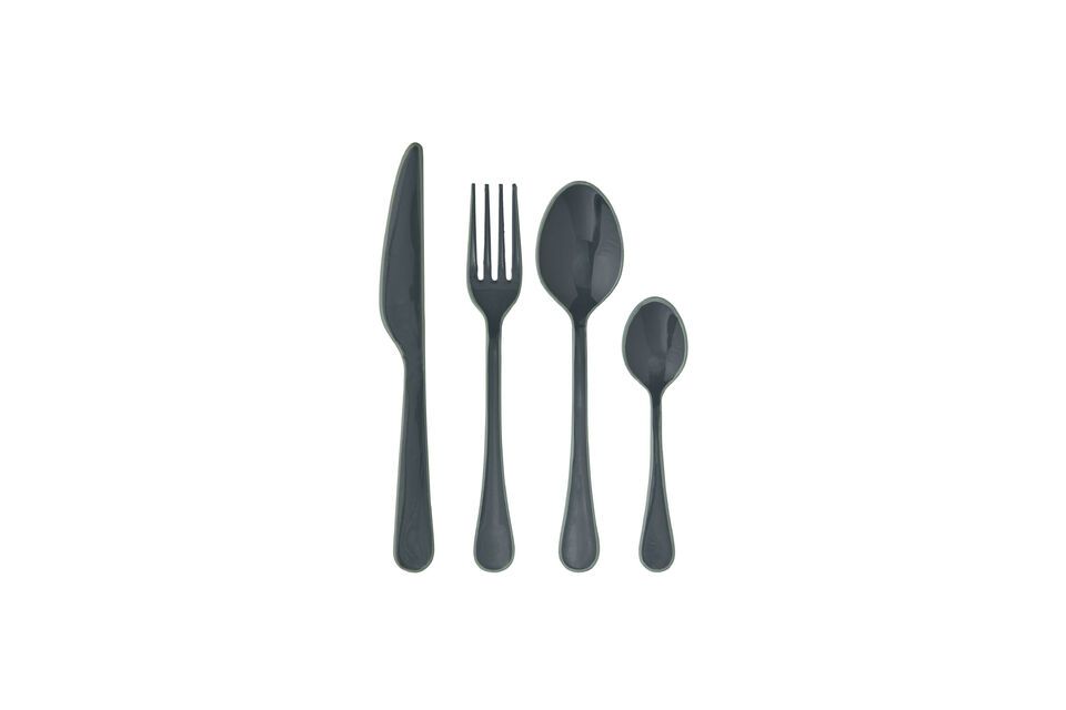 Enamel stainless steel and anthracite enamel flatware Madam Stoltz