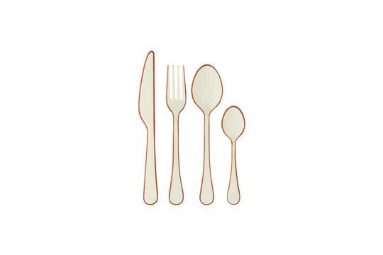 Enamel stainless steel and off-white enamel flatware Clipped