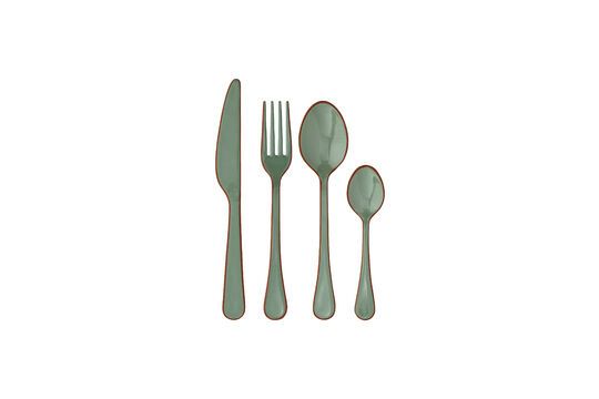 Enamel stainless steel and white-green enamel flatware Clipped