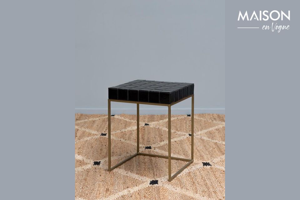 Evora black and gold ceramic side table Chehoma