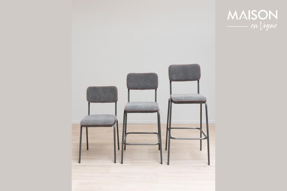 Discover contemporary elegance with our gray iron bar chair